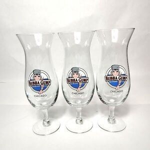 Set 3 Bubba Gump Shrimp Co Chicago Hurricane Glasses 9.75" Tall Restaurant